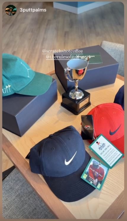 3puttpalms Instagram story: prizes on the table at the Autumn Social